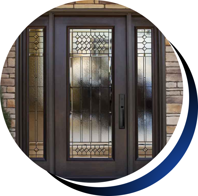 Woodgrain-textured door edge matches the slab skin, eliminating the visual disconnect often seen on fiberglass woodgrain exterior doors